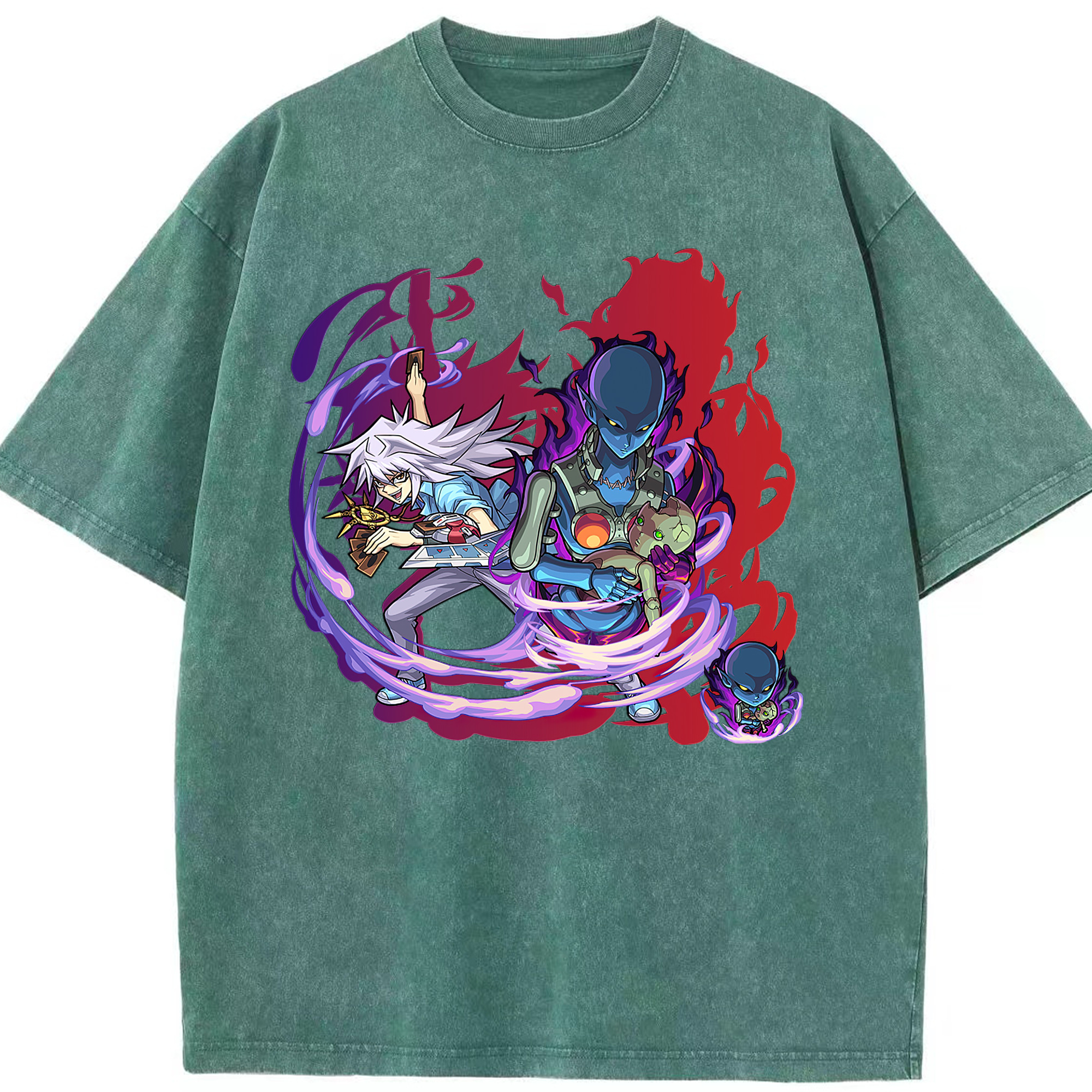 （画像用） 遊☆戯☆王 Yu-Gi-Oh! 綿100% ヴィンテージ風 半袖Tシャツ（フロントプリント）